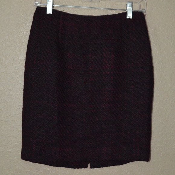 Sz 40 6 Prada Burgandy Tweed Straight Pencil Skirt - Picture 1 of 7